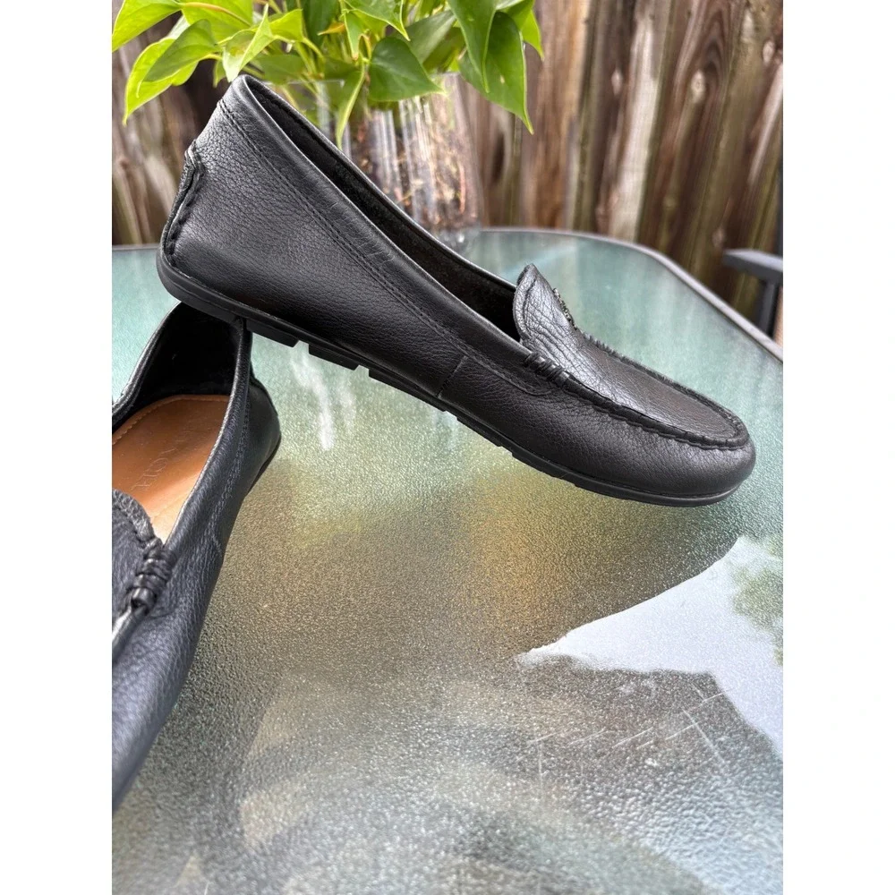 Coach Mary Lock Up Black‎ Pebbled Leather Loafers Driving Mocs A00925 Womens 7.5